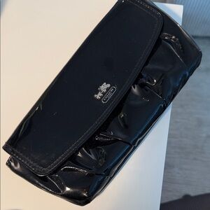 Coach Black Patent Leather Fold-Over Clutch
